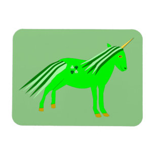 Ímã Verde irlandês giro e Dourado Unicórnio