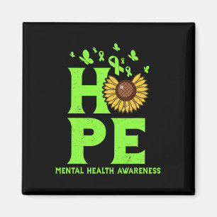 Imã Verde limão De Saúde Mental Hope Vintage Sunflower