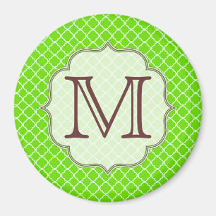 Imã verde limão Triterfoil Monograma Magnético Inici
