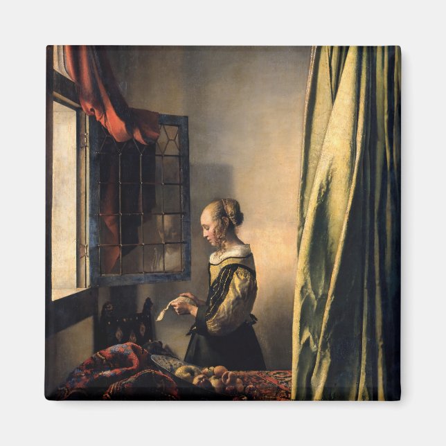 Imã Vermeer - Rapariga lendo uma carta em uma janela a (Frente)