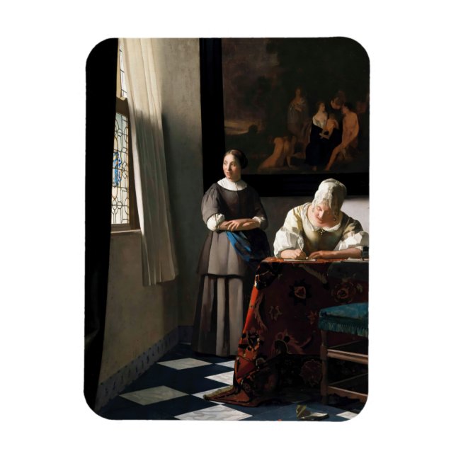 Ímã Vermeer - Senhora Escrevendo uma carta com sua aju (Vertical)