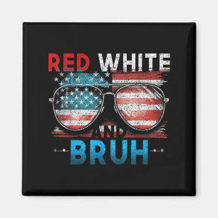 Imã Vermelho Branco E Bruh 4 De Julho Engraçado Améric