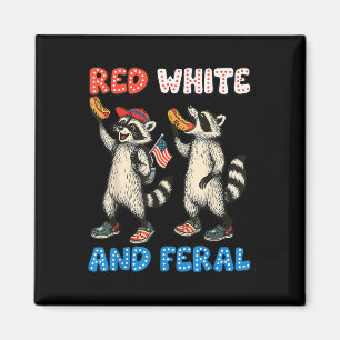 Imã Vermelho Branco E Feral Engraçado Fofinho Guaxinim