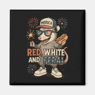 Imã Vermelho Branco E Fogo De Artifício Feral Gambá 4