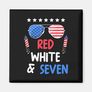 Imã Vermelho Branco E Sete 7 Aniversário 4 De Julho In