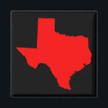 Imã Vermelho Brilhante e Texas Negro<br><div class="desc">A forma do estado do Texas em vermelho vivo sobre fundo preto.</div>