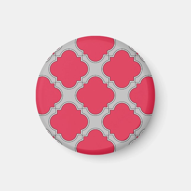 Imã Vermelho e cinza de quatrefoil (Frente)