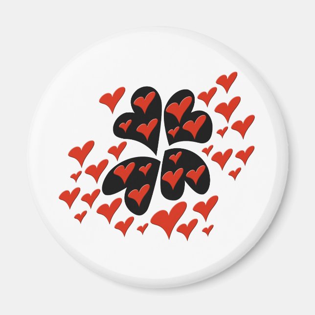 Imã Vermelho em Corações Pretos (Frente)