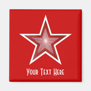 Imã Vermelho Fridge 'Seu Texto' magnet quadrado vermel