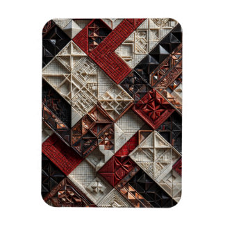 Ímã Vermelho Preto Marfim Micro Mosaico 3D Geométrico