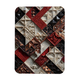Ímã Vermelho Preto Marfim Micro Mosaico 3D Geométrico
