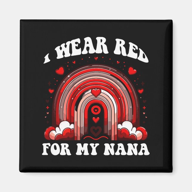 Imã Vermelho Retro Nana Coração Doença Conscientização (Frente)