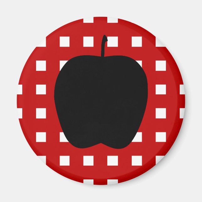 Imã Vermelho Verificado com Silhueta Apple (Frente)