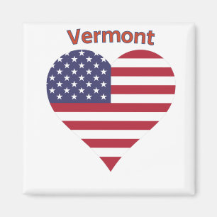 Imã Vermont American Flag Heart