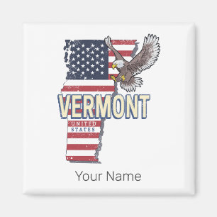 Imã Vermont United States Retro State Map Vintage EUA
