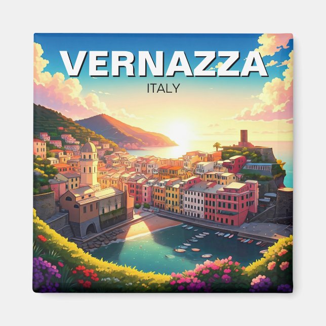 Imã Vernazza, pôr do sol de Cinqua Terra Magnet (Frente)