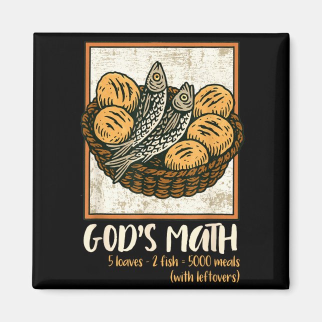 Imã Versículo Bíblico Cristão Jesus Peixes & Pães Vá (Frente)