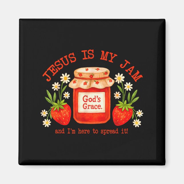 Imã Versículo da Bíblia Cristã Fé Morango Jesus É Meu (Frente)
