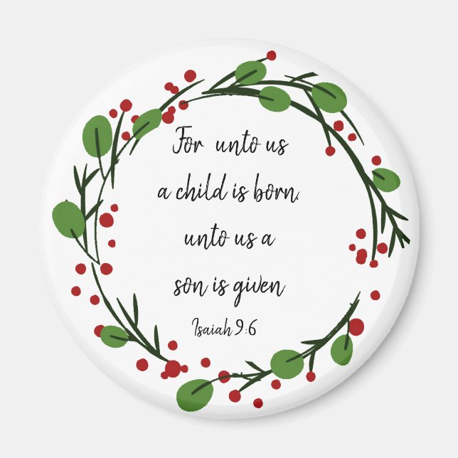 Imã Versículo Inspirador da Escritura do Natal Cristão (Frente)