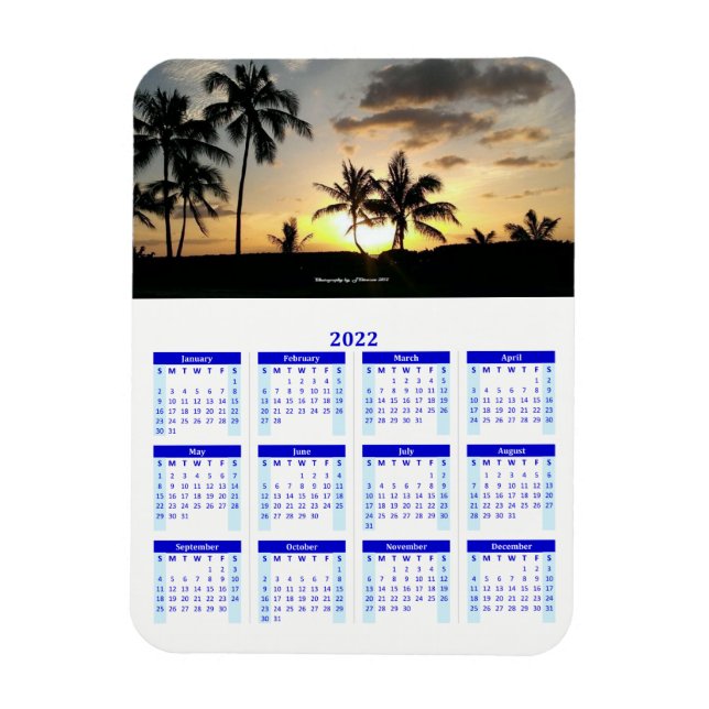 Ímã Vert. Calendário de Fotos Azul Personalizado 2022 (Vertical)