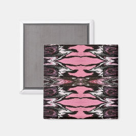 Imã Vertigo Abstract Red Black Silver Fluid Art