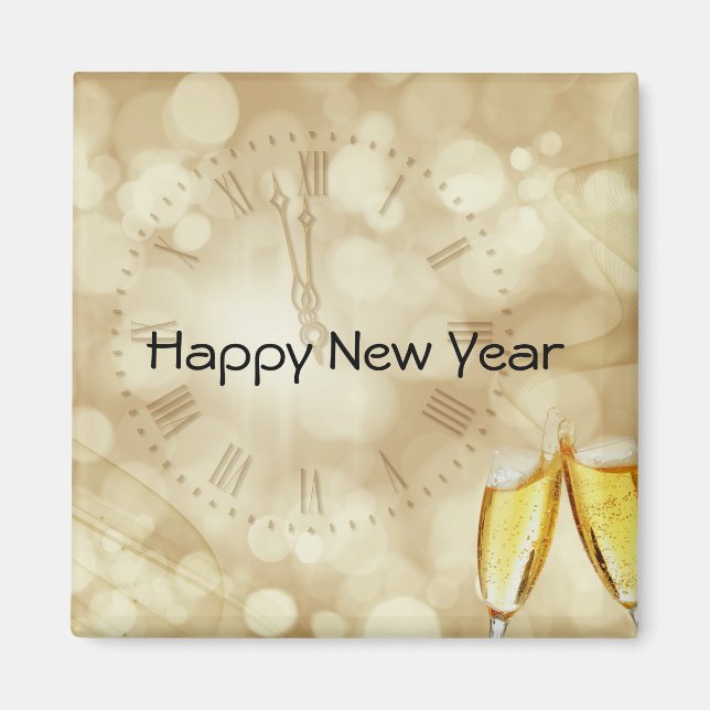 Imã Véspera de Ano Novo com óculos de champanhe (Frente)