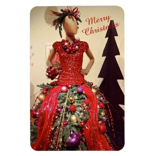 Ímã Vestido Afrocêntrico de Mannequin Árvore de Natal (Vertical)