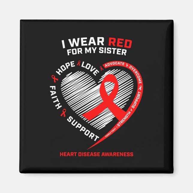Imã Vestuário Mulheres Irmã Doença Cardíaca Vermelha A (Frente)