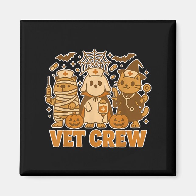 Imã Vet Crew Halloween Cão Gato Capybara Pet Te (Frente)