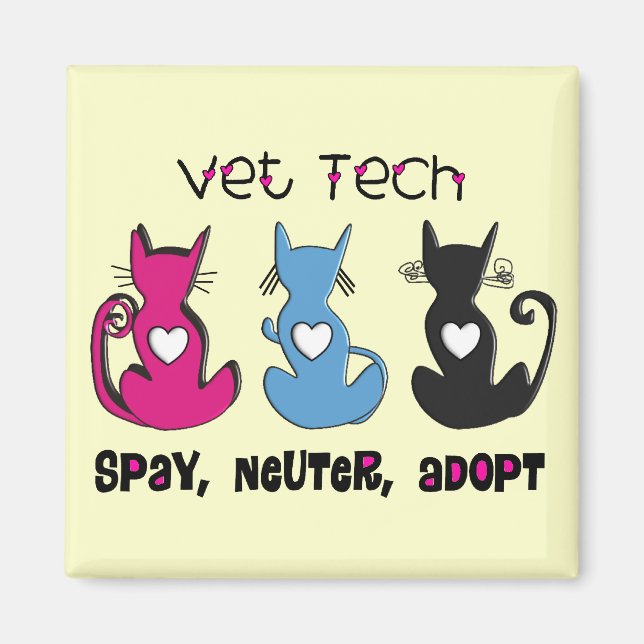 Imã Vet Tech SPAY NEUTER ADOPT Black Cats Design (Frente)
