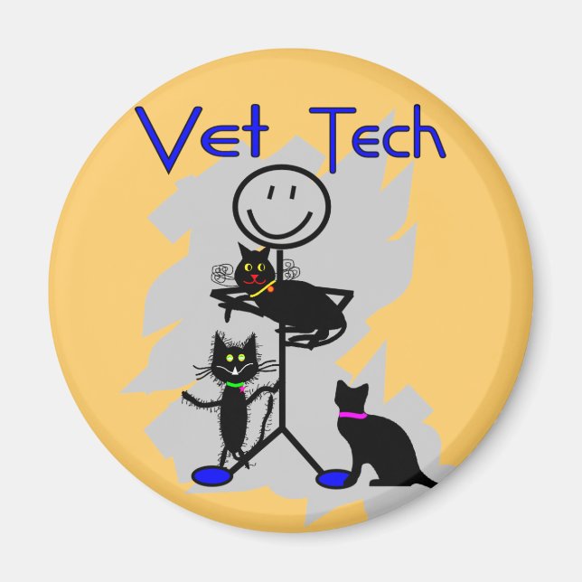 Imã Vet Tech Stick Pessoa Com Gatos Pretos (Frente)