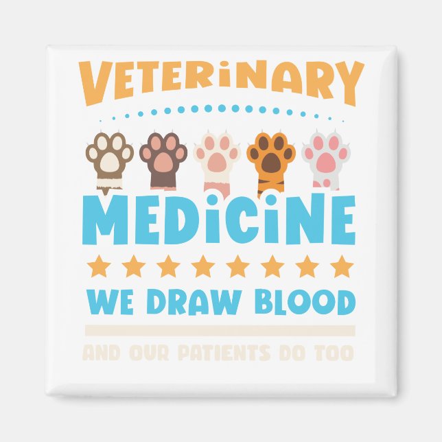 Imã Vet Tech Veterinarian Funny Desenhar Blood (Frente)