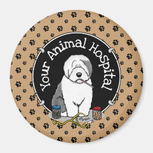 Imã Veterinarian Old English Sheepdog Cinza 1 Cute Vet