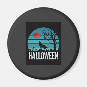 Imã Vetor da Lua do Cemitério do Lobo de Halloween