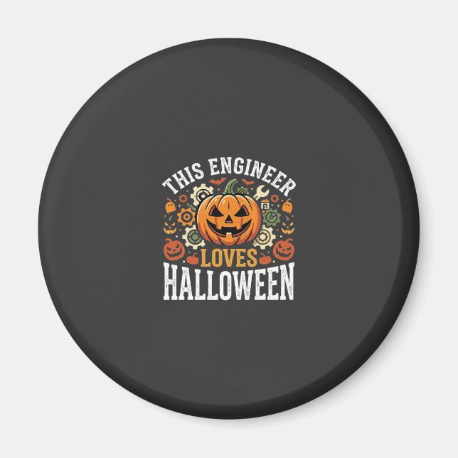 Imã Vetor de Abóbora de Engenheiro de Halloween (Frente)