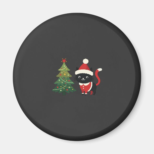 Imã Vetor de árvore de Natal do gato de Natal (Frente)