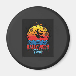 Imã Vetor de Bruxa de Pôr do Sol de Halloween