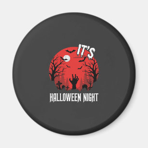 Imã Vetor de Cemitério Assustador na Noite de Hallowee
