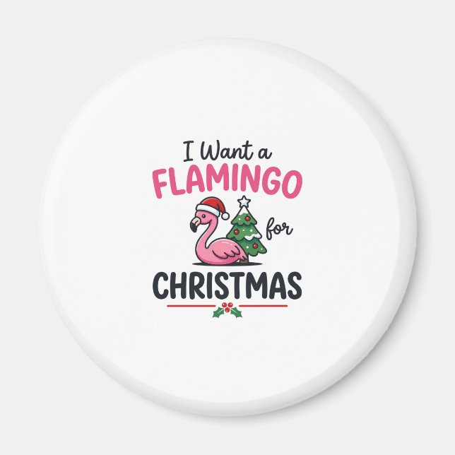 Imã Vetor de Citação de Natal de Flamingo (Frente)
