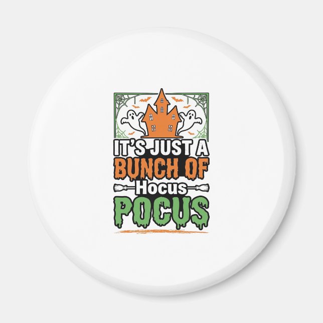 Imã Vetor de design de citação de Halloween Hocus Pocu (Frente)