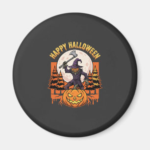 Imã Vetor de Espantalho de Abóbora de Halloween Feliz