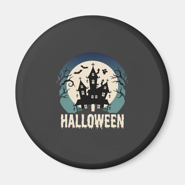 Imã Vetor de Luar de Casa Assombrada de Halloween (Frente)