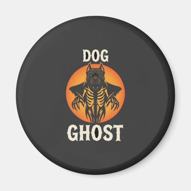 Imã Vetor de Terror de Halloween Fantasma de Cachorro (Frente)