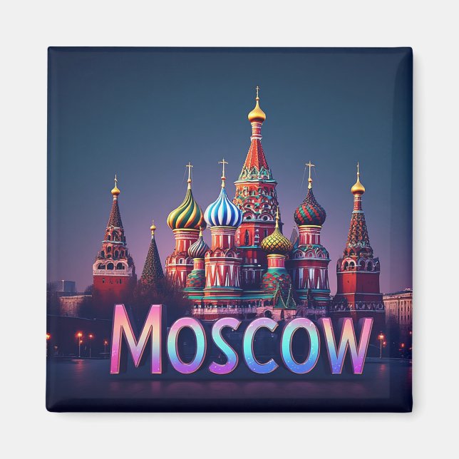 Imã 🧲 Viagem a Moscou Rússia Memória Efeito néon (Frente)