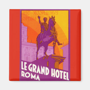 Imã Viagem Antiga, Estátua Le Grand Hotel Roma, Itália