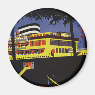 Imã Viagem Antiga, Navio de Cruzeiro Art Déco no Porto