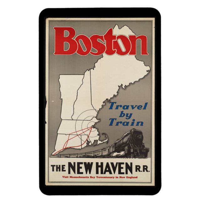 Ímã Viagem Antiga Trem de Boston New Haven Railroad (Vertical)