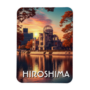 Ímã Viagem ao Domo da Paz de Hiroshima no Japão Antigo