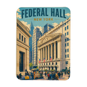 Ímã Viagem ao Federal Hall Vintage Manhattan Nova York