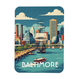 Ímã Viagem ao Inner Harbor de Baltimore em Maryland